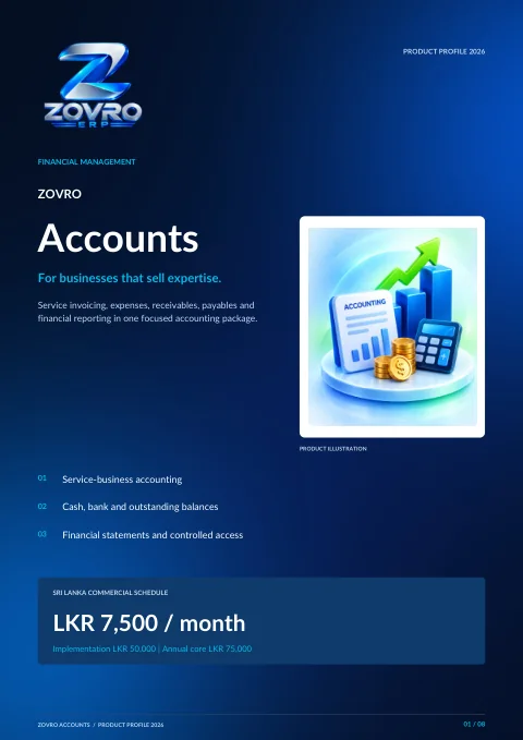 ZOVRO Accounts brochure cover