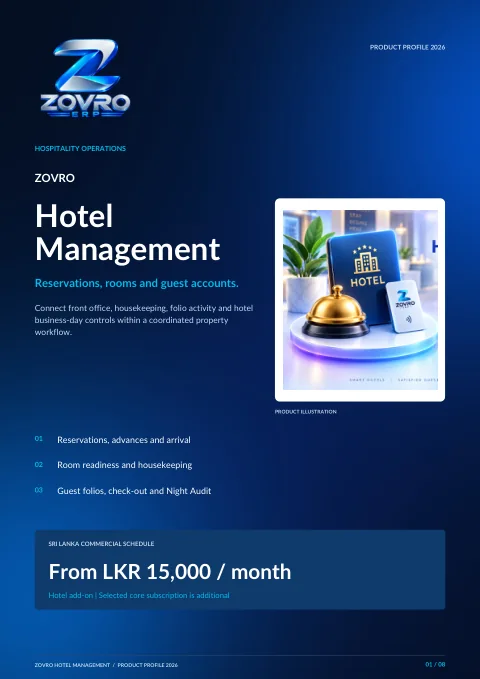 ZOVRO Hotel Management brochure cover
